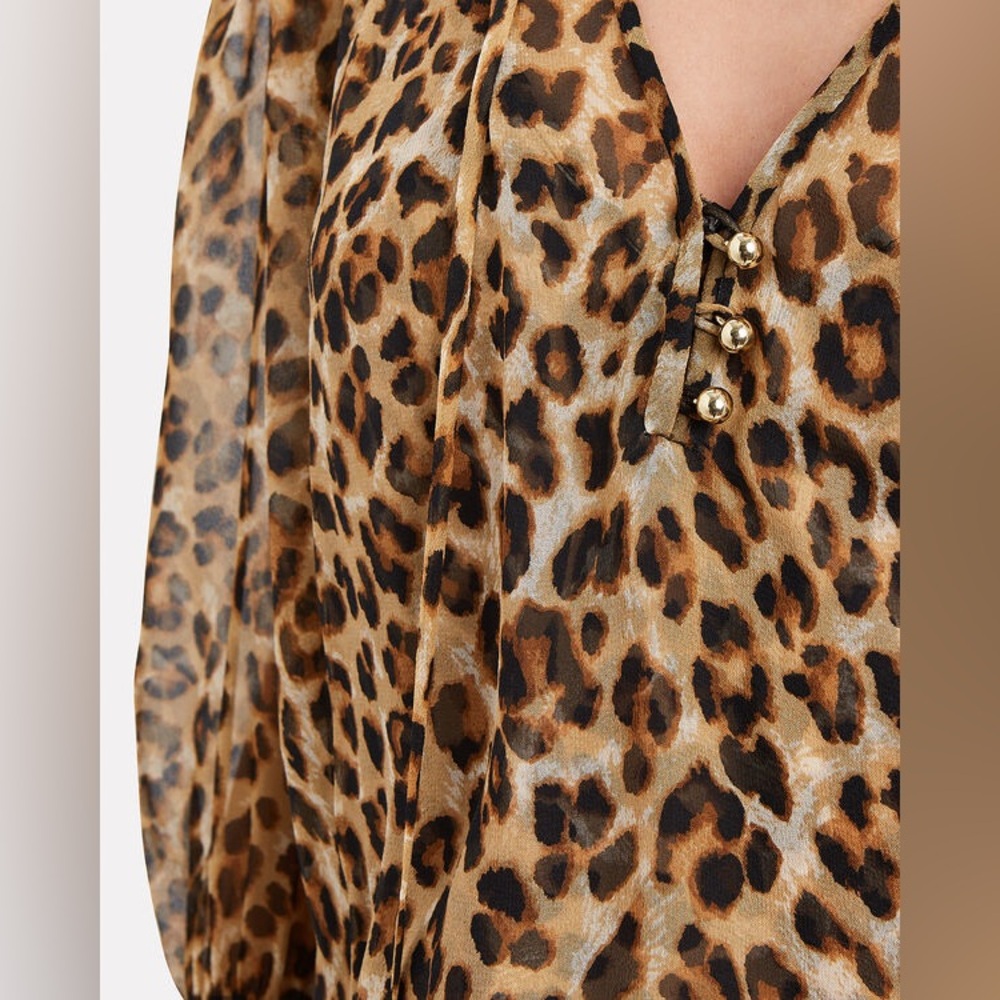 VERONICA BEARD Animal Print Jaz Leopard Print Silk Blouse EUC - Picture 9 of 9